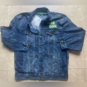 NWT💙Free People x Sandrine Rose Denim Jean Jacket with Lettering Medium